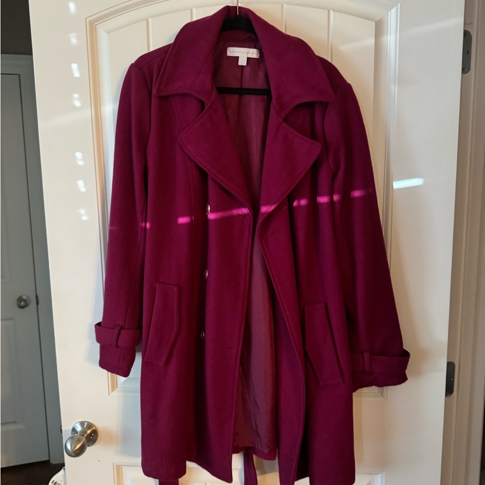 New York & Co Magenta Trench Coat